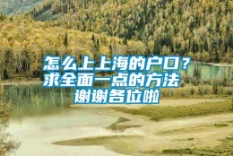 怎么上上海的户口？求全面一点的方法 谢谢各位啦