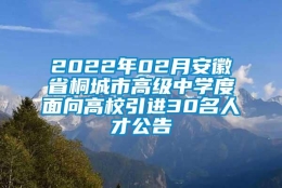 2022年02月安徽省桐城市高级中学度面向高校引进30名人才公告