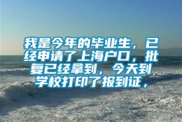 我是今年的毕业生，已经申请了上海户口，批复已经拿到，今天到学校打印了报到证，