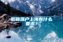 职称落户上海有什么要求？