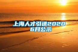 上海人才引进2020 6月公示