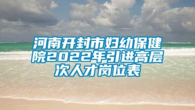 河南开封市妇幼保健院2022年引进高层次人才岗位表