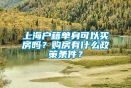 上海户籍单身可以买房吗？购房有什么政策条件？