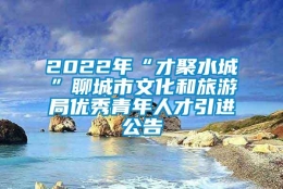 2022年“才聚水城”聊城市文化和旅游局优秀青年人才引进公告