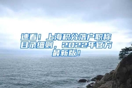 速看！上海积分落户职称目录细则，2022年官方最新版！