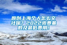 原创上海个人怎么交社保？2022缴费基数及最低费用！