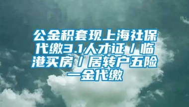 公金积套现上海社保代缴3.1人才证／临港买房／居转户五险一金代缴