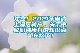 注意！2021年申请上海居转户，关于中级职称所有的知识点都在这了！