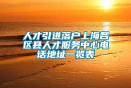 人才引进落户上海各区县人才服务中心电话地址一览表