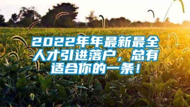 2022年年最新最全人才引进落户，总有适合你的一条！