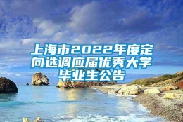 上海市2022年度定向选调应届优秀大学毕业生公告