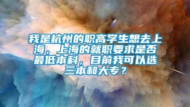 我是杭州的职高学生想去上海，上海的就职要求是否最低本科，目前我可以选三本和大专？