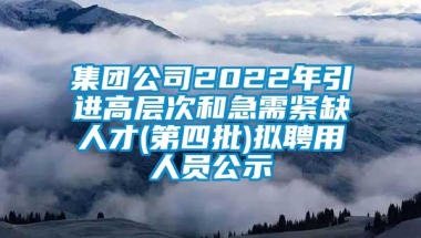 集团公司2022年引进高层次和急需紧缺人才(第四批)拟聘用人员公示