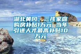 湖北黄冈：三孩家庭购房补贴1万元 当年引进人才最高补贴10万元