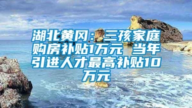 湖北黄冈：三孩家庭购房补贴1万元 当年引进人才最高补贴10万元