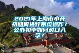 2021年上海市小升初如何进行系统操作？公办初中如何对口入学？