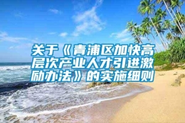 关于《青浦区加快高层次产业人才引进激励办法》的实施细则