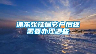 浦东张江居转户后还需要办理哪些