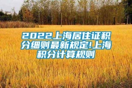 2022上海居住证积分细则最新规定!上海积分计算规则