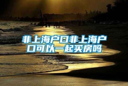 非上海户口非上海户口可以一起买房吗