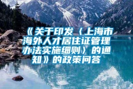 《关于印发〈上海市海外人才居住证管理办法实施细则〉的通知》的政策问答