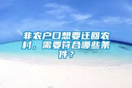 非农户口想要迁回农村，需要符合哪些条件？