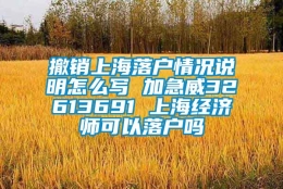 撤销上海落户情况说明怎么写 加急威32613691 上海经济师可以落户吗