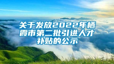 关于发放2022年栖霞市第二批引进人才补贴的公示