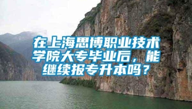 在上海思博职业技术学院大专毕业后，能继续报专升本吗？