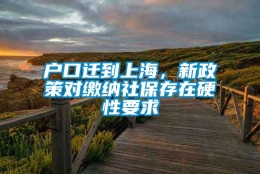 户口迁到上海，新政策对缴纳社保存在硬性要求