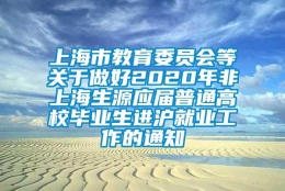 上海市教育委员会等关于做好2020年非上海生源应届普通高校毕业生进沪就业工作的通知