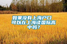 如果没有上海户口 可以在上海读国际高中吗？