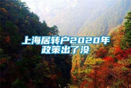 上海居转户2020年政策出了没