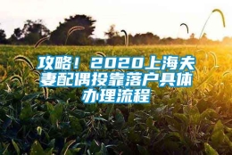 攻略！2020上海夫妻配偶投靠落户具体办理流程