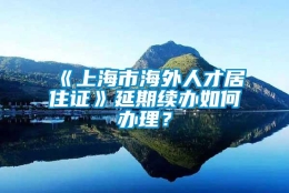 《上海市海外人才居住证》延期续办如何办理？