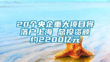 20个央企重大项目将落户上海 总投资额约2200亿元