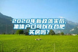 2020年新政落实后,集体户口可以在合肥买房吗？