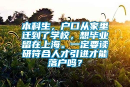 本科生，户口从家里迁到了学校，想毕业留在上海。一定要读研符合人才引进才能落户吗？