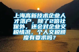 上海高新技术企业人才落户，除了2倍社保外，还会对企业交税情况，个人交税额度有要求吗？