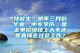 技校生，明年三月份毕业，中专学历，是走单招继续上大专还是直接去社会工作？