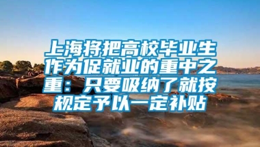 上海将把高校毕业生作为促就业的重中之重：只要吸纳了就按规定予以一定补贴