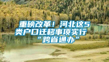 重磅改革！河北这5类户口迁移事项实行“跨省通办”