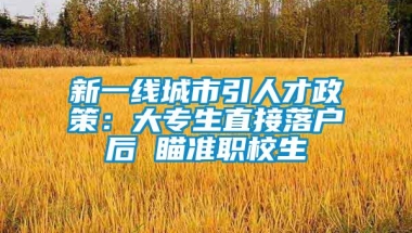 新一线城市引人才政策：大专生直接落户后 瞄准职校生