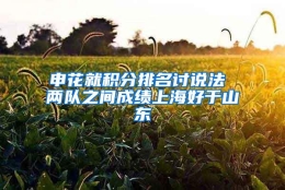 申花就积分排名讨说法 两队之间成绩上海好于山东