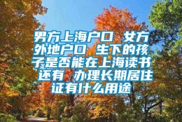 男方上海户口 女方外地户口 生下的孩子是否能在上海读书 还有 办理长期居住证有什么用途