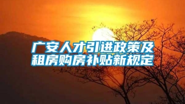 广安人才引进政策及租房购房补贴新规定