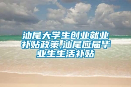 汕尾大学生创业就业补贴政策,汕尾应届毕业生生活补贴