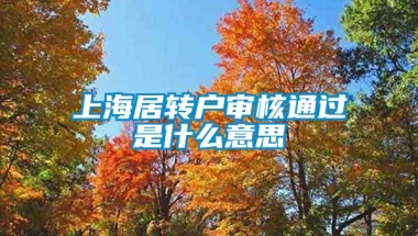 上海居转户审核通过是什么意思