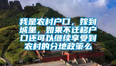 我是农村户口，嫁到城里，如果不迁移户口还可以继续享受到农村的分地政策么