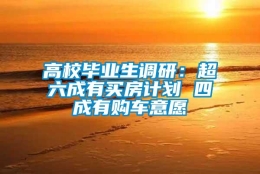 高校毕业生调研：超六成有买房计划 四成有购车意愿